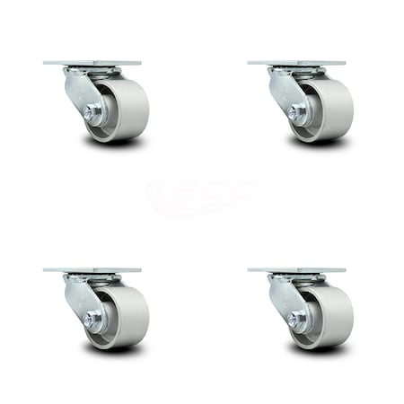 Service Caster 3.25 Inch Semi Steel Wheel Swivel Caster Set with Roller Bearings SCC-30CS3420-SSR-4